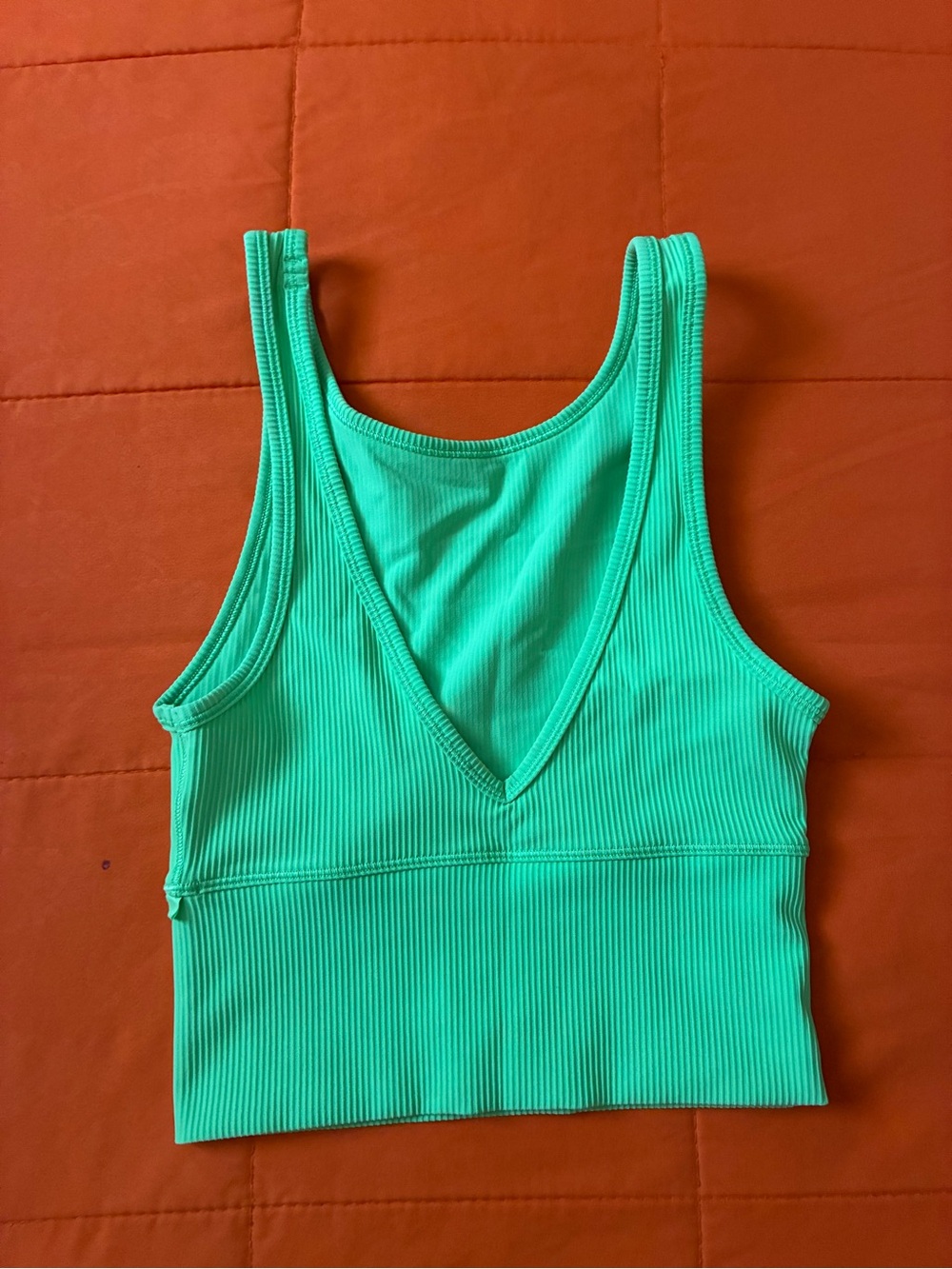 lululemon athletica Mint Green Ribbed V-Neck Sports Bra